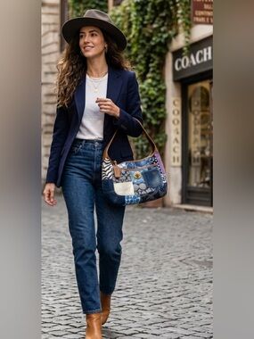 💙2007 Limited Ed Series Coach XL Ergo Denim Patchwork